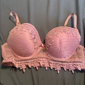 34C Dusty Rose Lace Bra